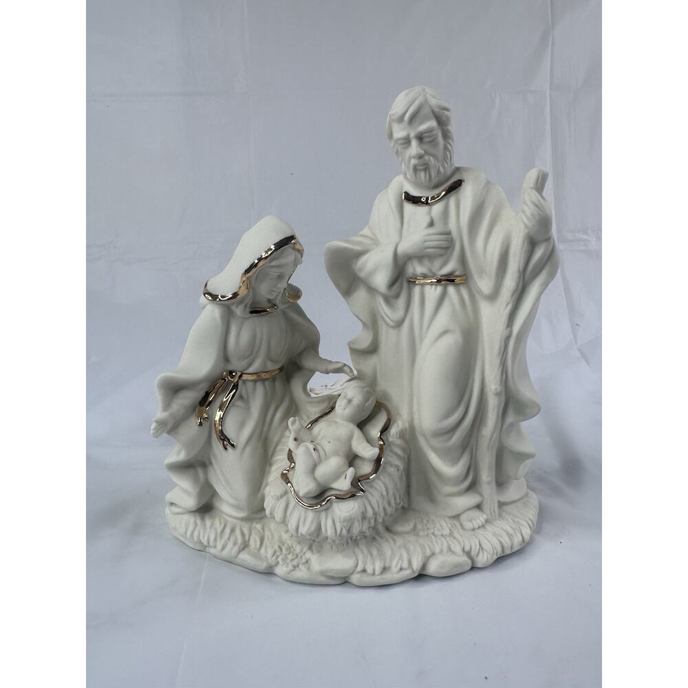 St. Nicholas Square Village Porcelain Nativity Holy Family Christmas Figurine